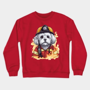 Firefighter Companion: Maltese on Duty Crewneck Sweatshirt